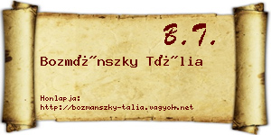 Bozmánszky Tália névjegykártya